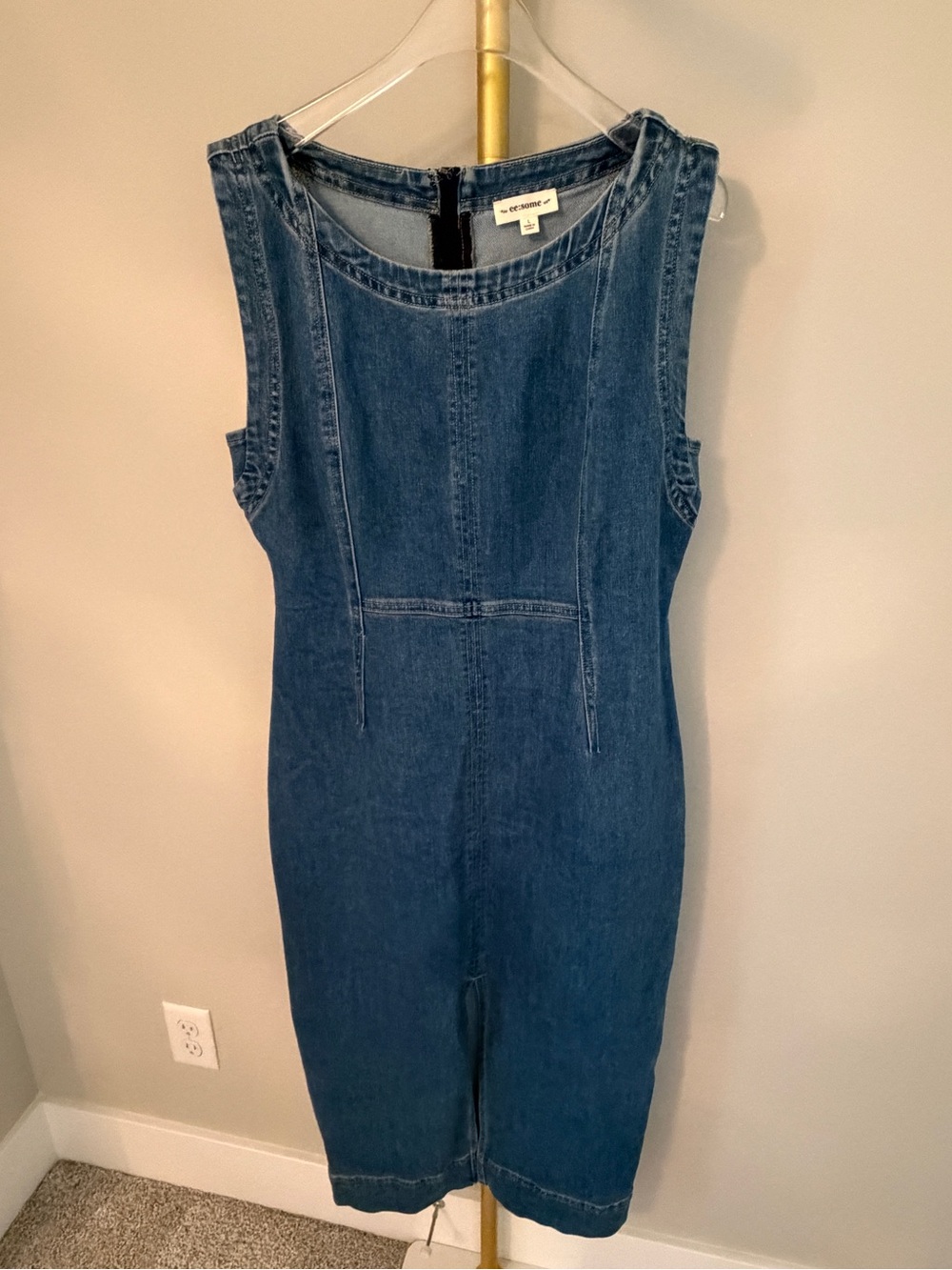 Sleeveless Denim Sheath Dress  (L)